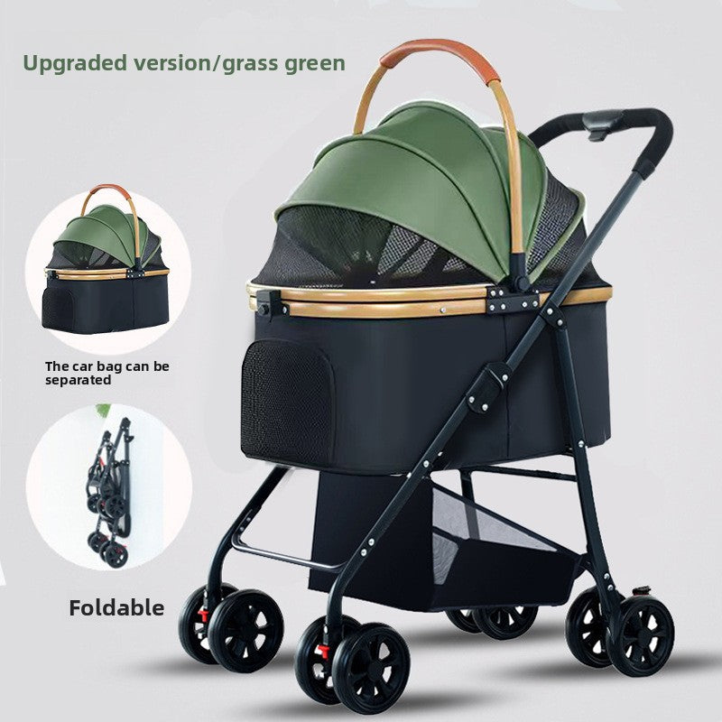 Foldable Pet Stroller with Detachable Basket