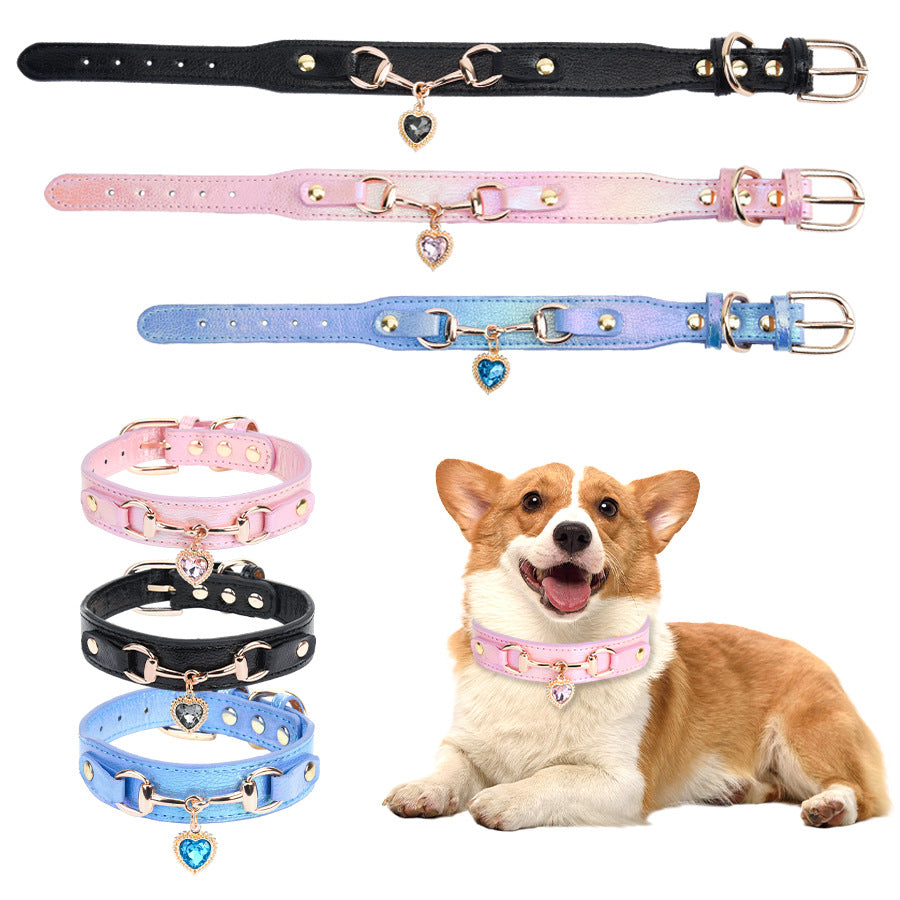 Rhinestone Pet Collar with Heart Charm