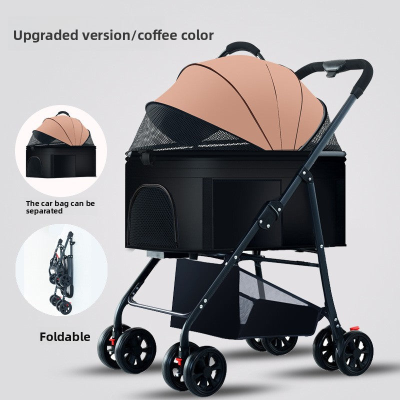 Foldable Pet Stroller with Detachable Basket