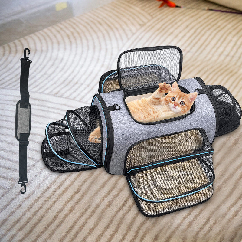 Foldable Four-Door Expandable Pet Carrier Bag