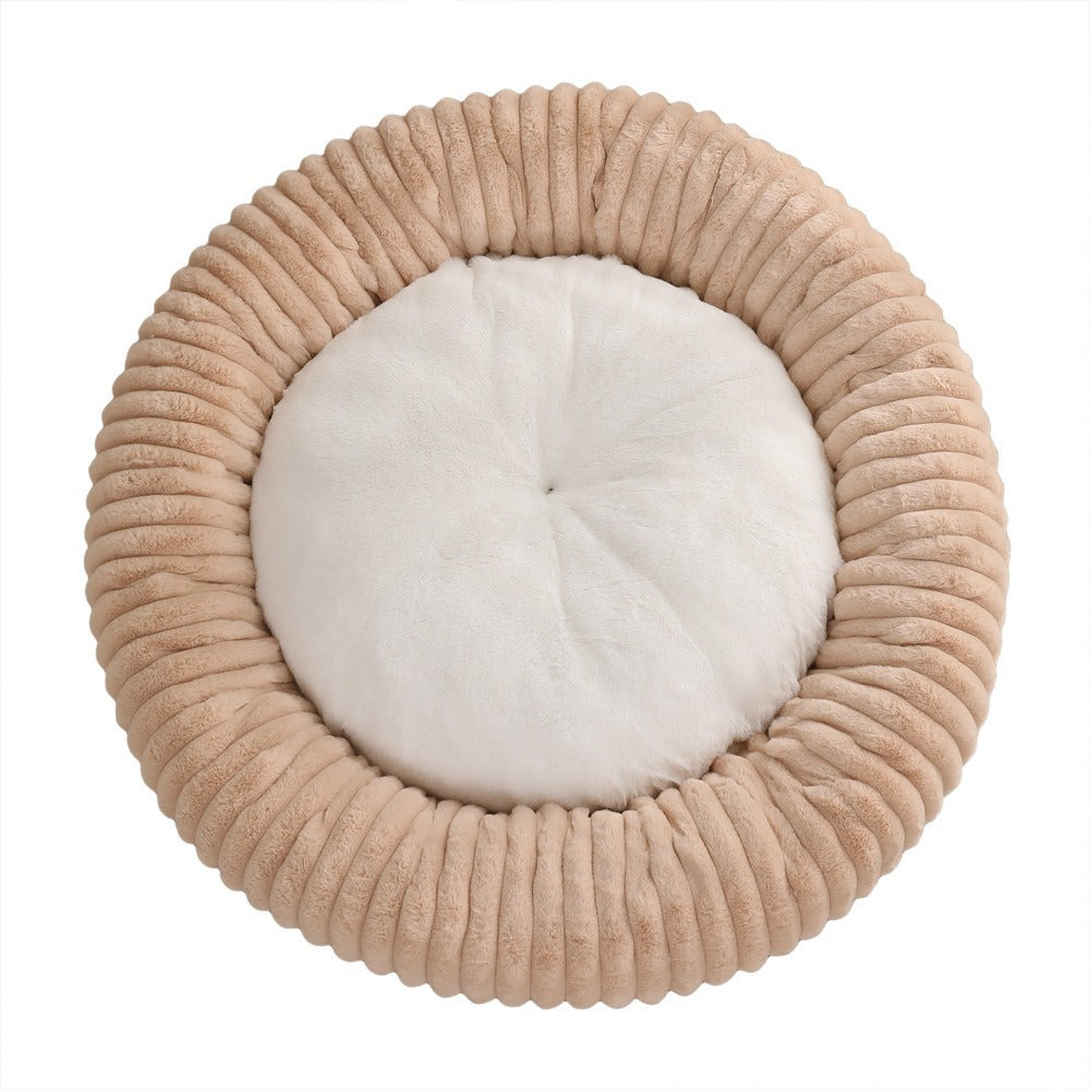 Round Plush Pet Bed Donut Cushion