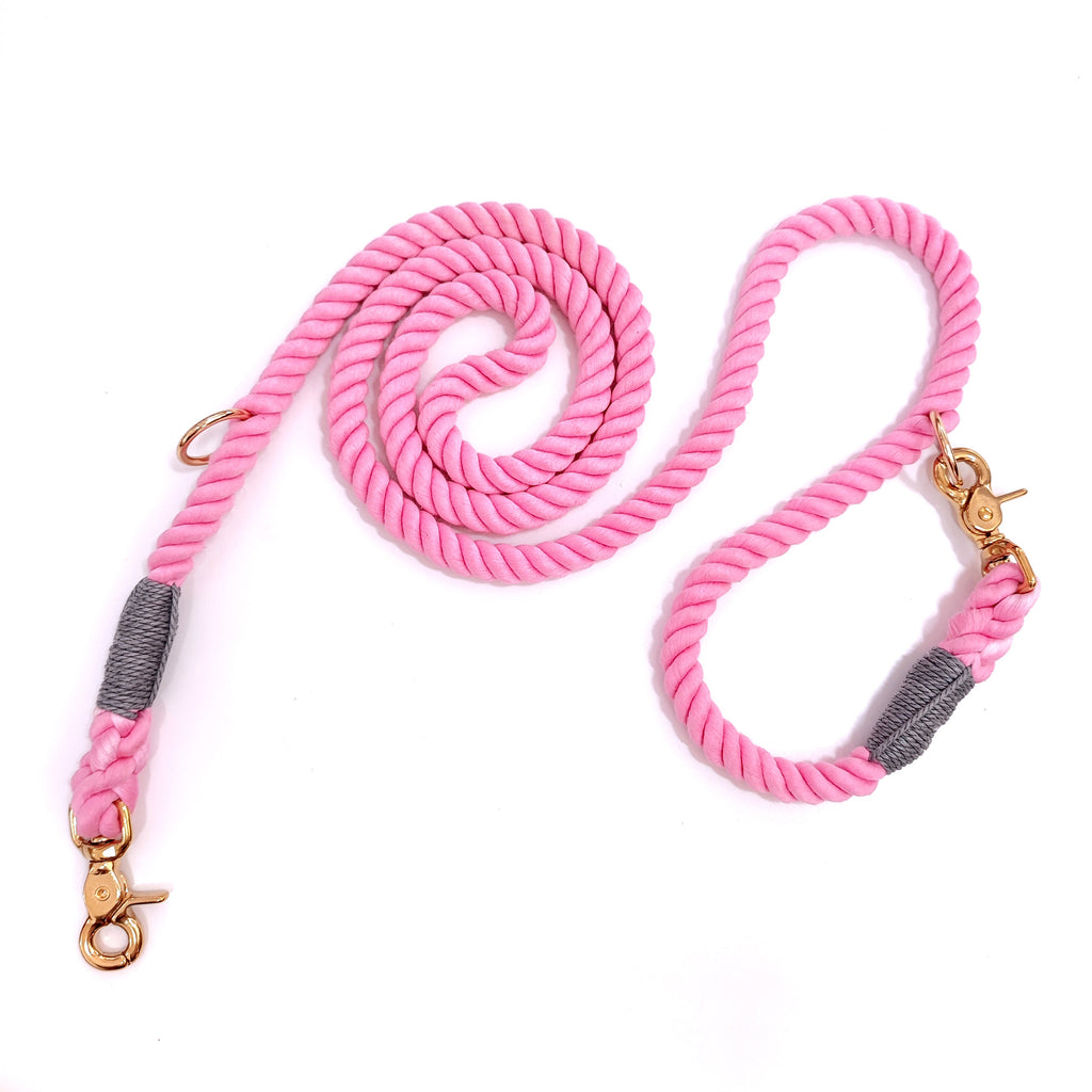 Handmade Cotton Braided Dog Leash with Copper Hook