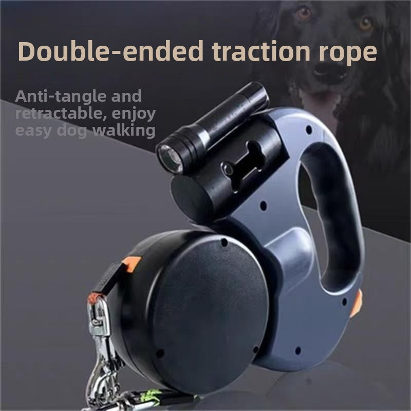 Dual Automatic Retractable Pet Leash with Flashlight