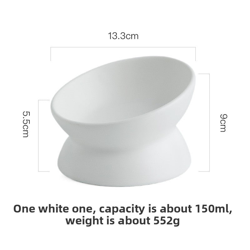Slanted-mouthed high-legged pet food bowl