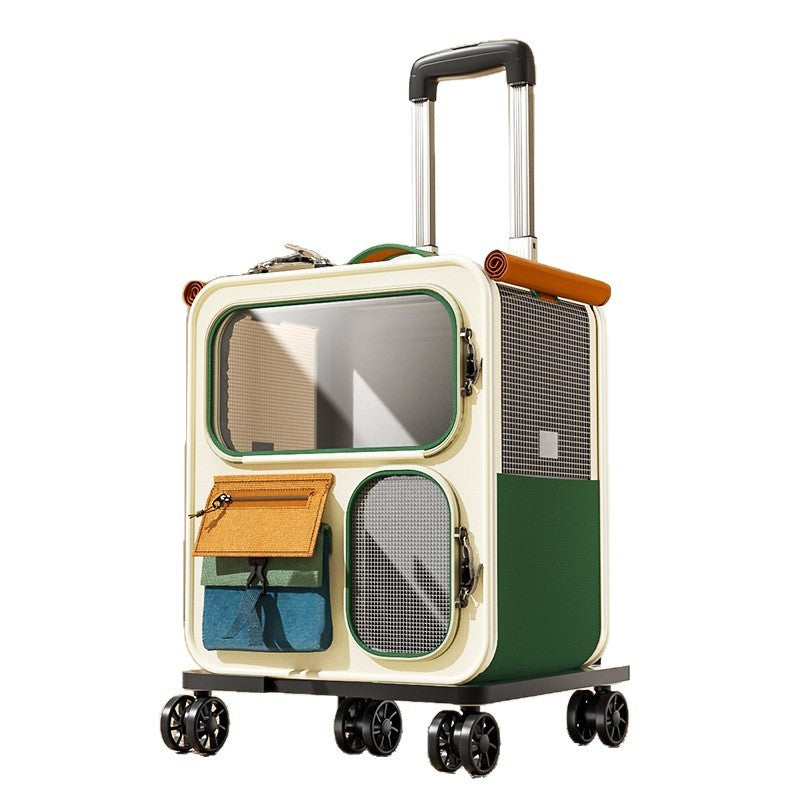 Wheeled Pet Carrier Backpack with Transparent Panels