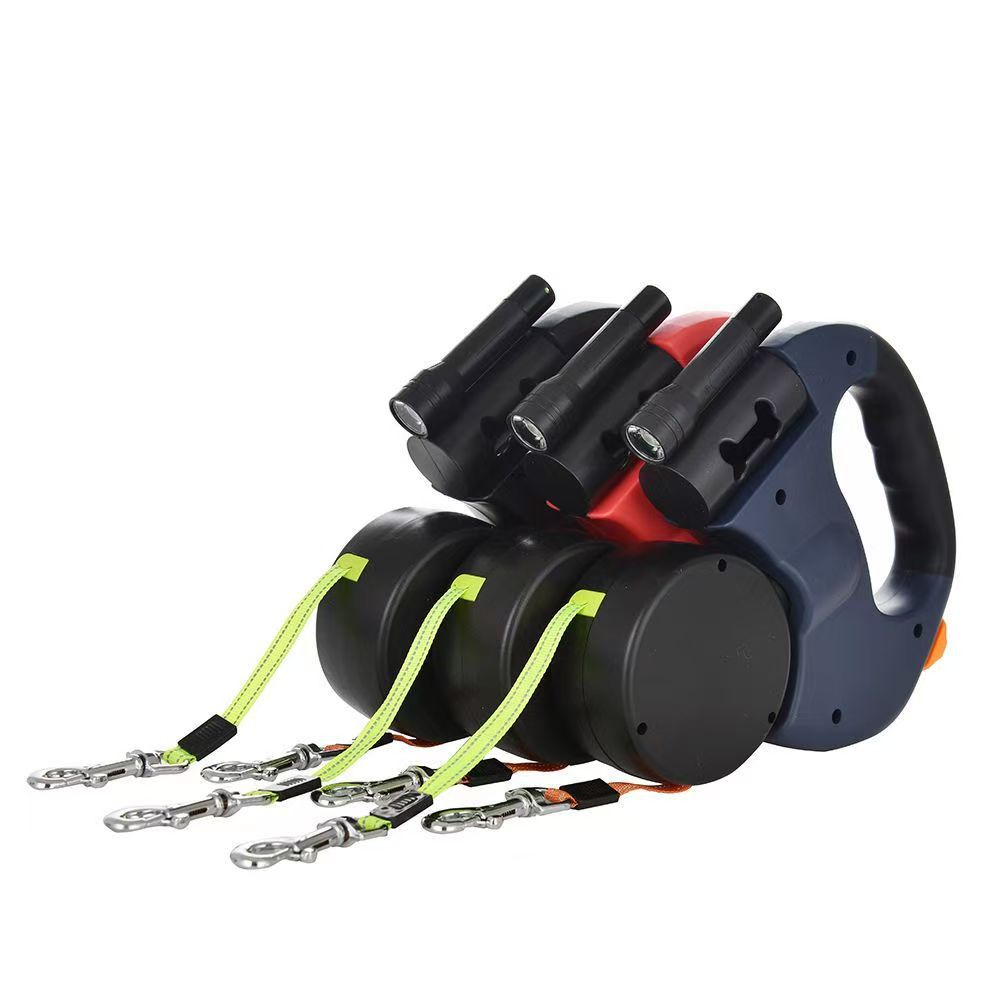 Dual Automatic Retractable Pet Leash with Flashlight