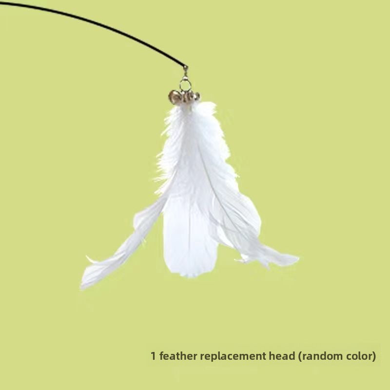 Rotating Suaser Cup Cat Teaser Wand with Feather Attachments