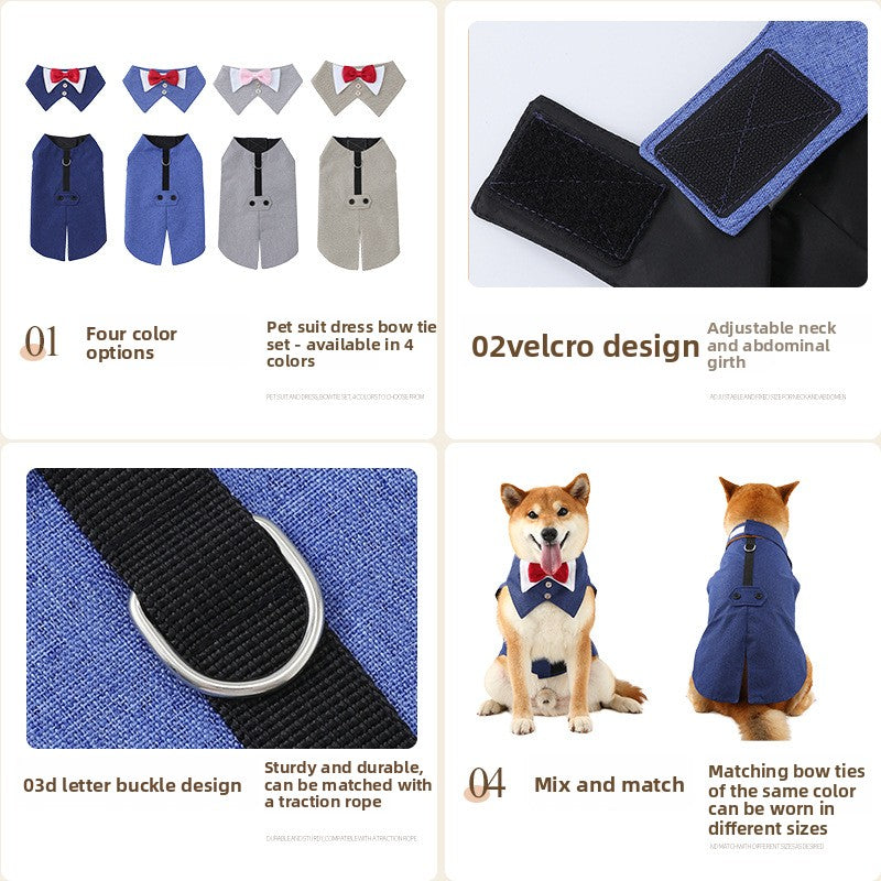 Pet Dog Tuxedo Vest with Bow Tie