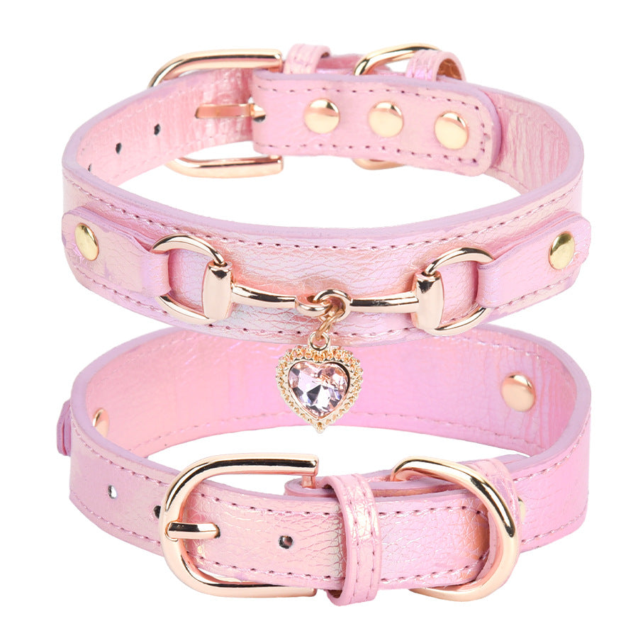 Rhinestone Pet Collar with Heart Charm