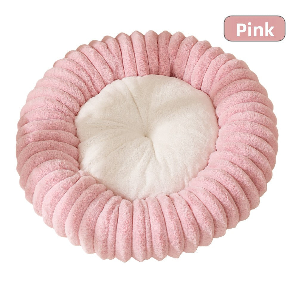 Round Plush Pet Bed Donut Cushion