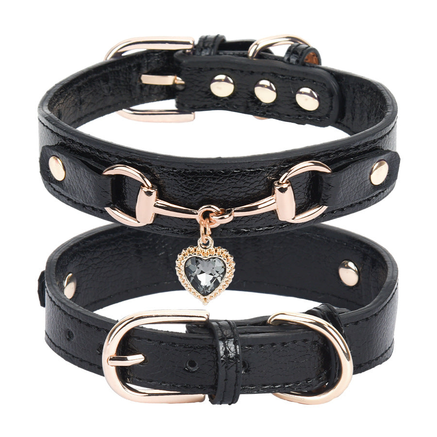 Rhinestone Pet Collar with Heart Charm