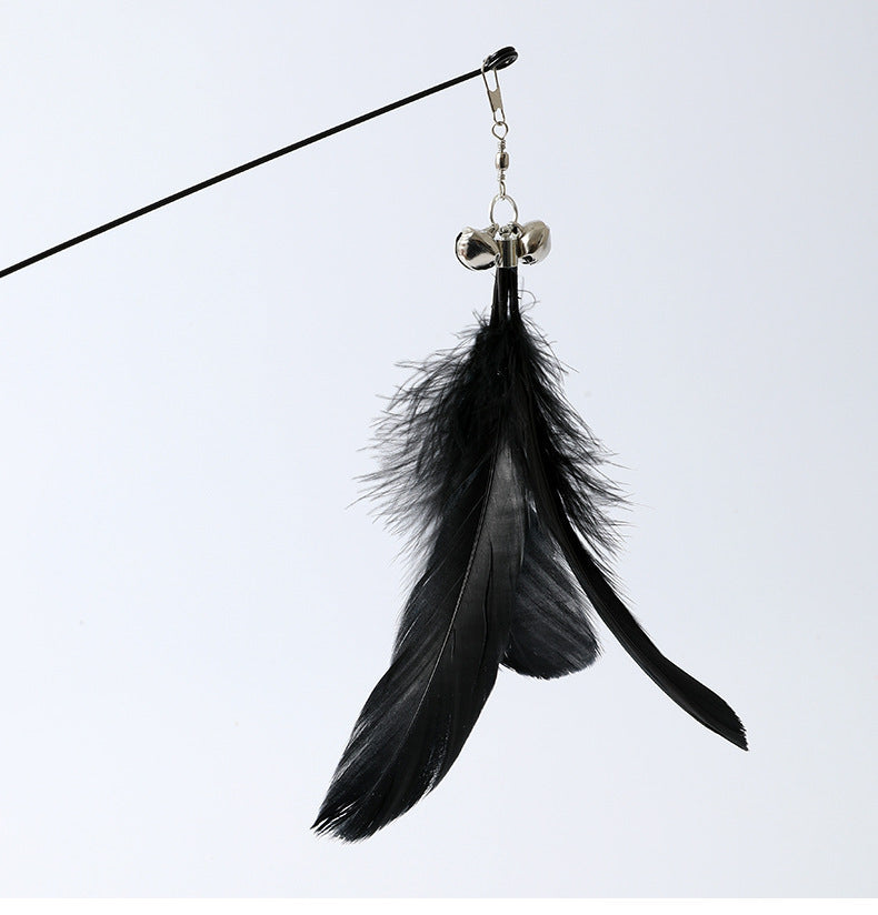 Rotating Suaser Cup Cat Teaser Wand with Feather Attachments