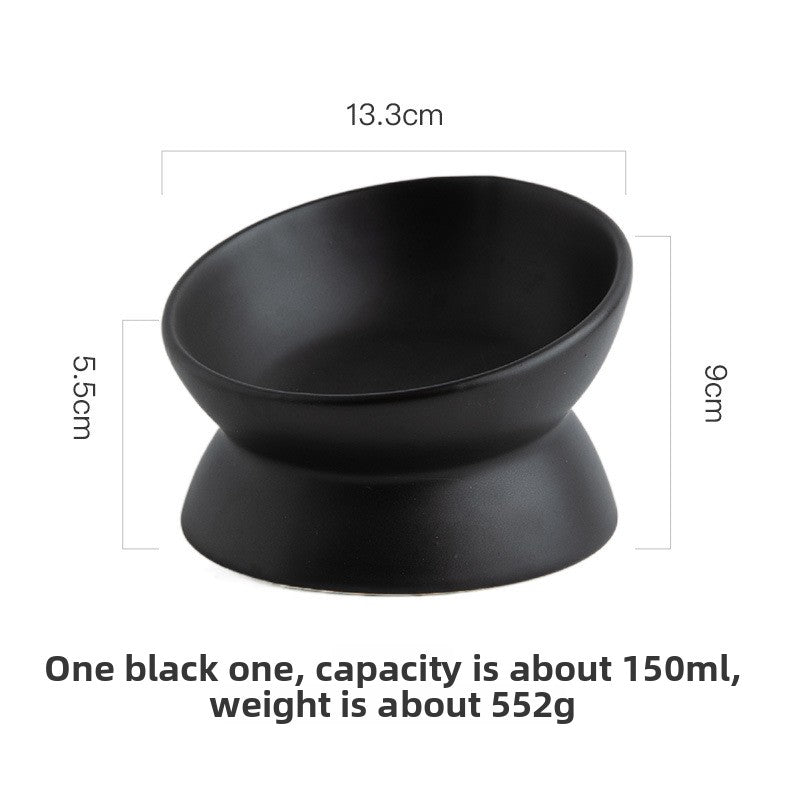 Slanted-mouthed high-legged pet food bowl