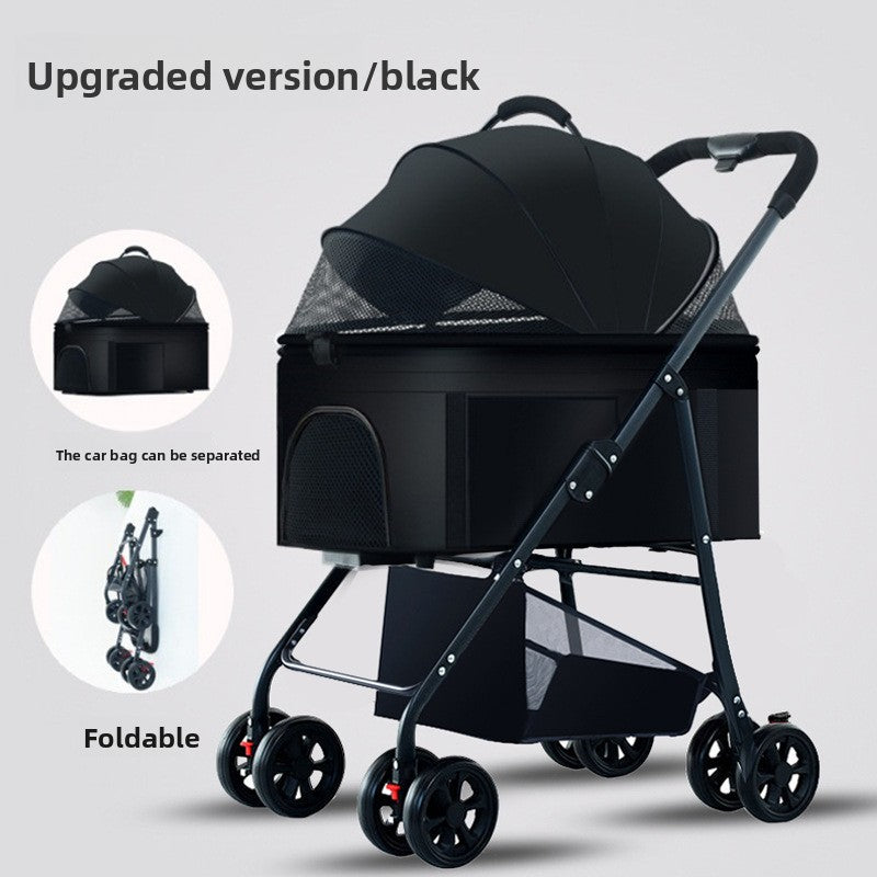 Foldable Pet Stroller with Detachable Basket