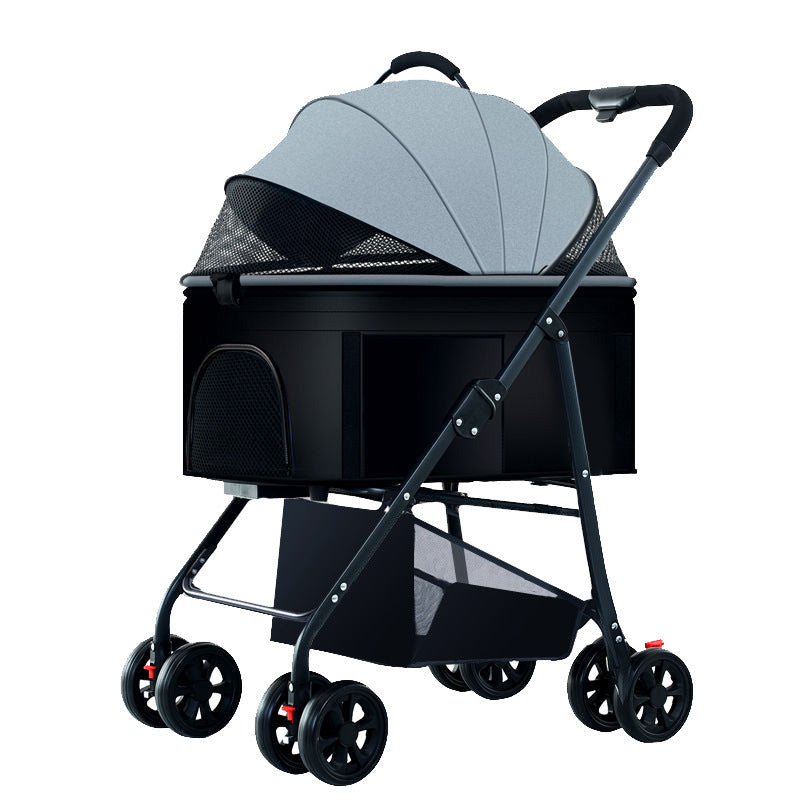 Foldable Pet Stroller with Detachable Basket
