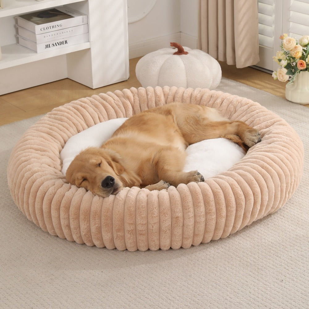 Round Plush Pet Bed Donut Cushion