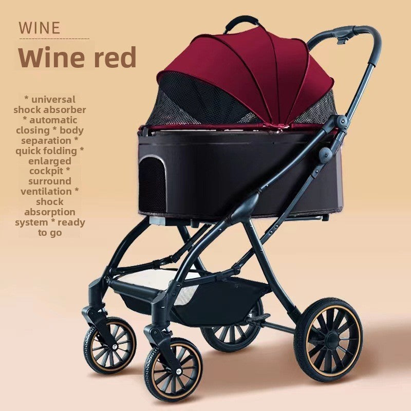 Foldable Pet Stroller with Detachable Basket