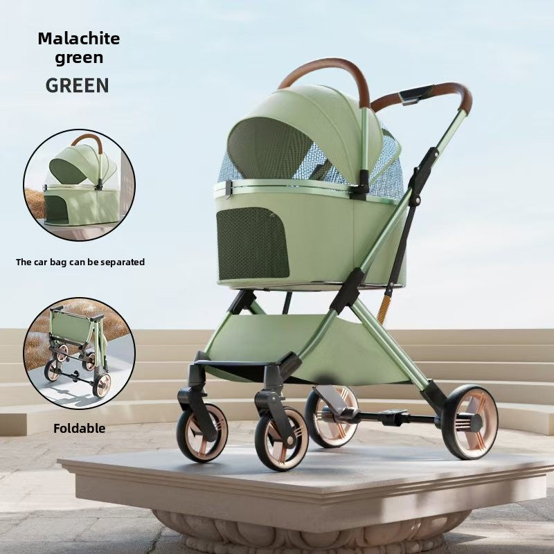 Foldable Pet Stroller with Detachable Basket