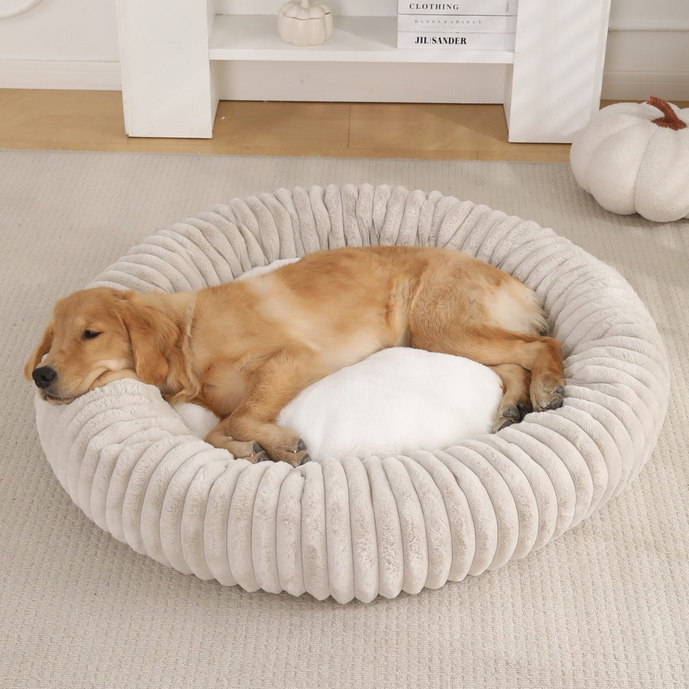 Round Plush Pet Bed Donut Cushion