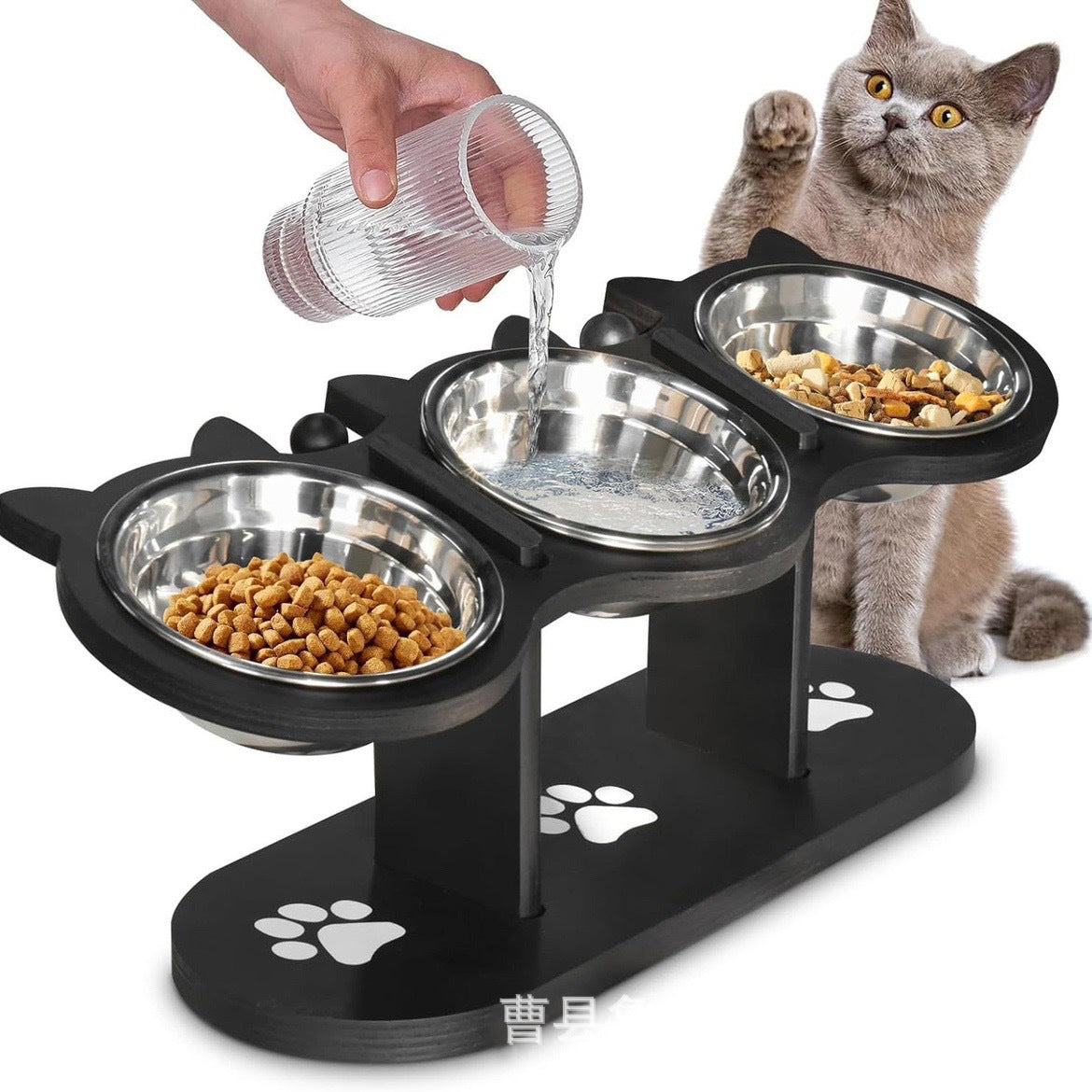 Adjustable Wooden Pet Bowl Rack Feeding Station
