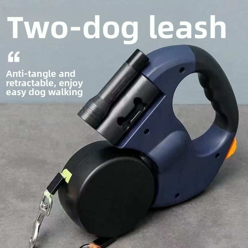 Dual Automatic Retractable Pet Leash with Flashlight