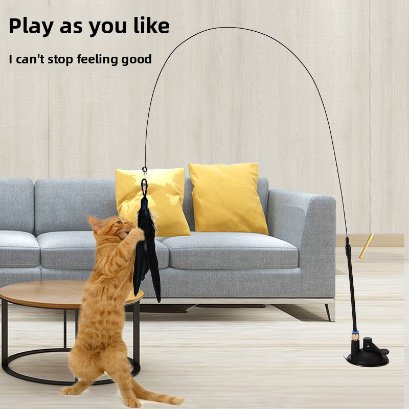 Feather Cat Teaser Stick with Suction Cup