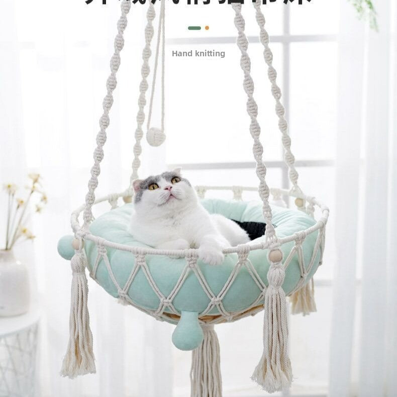 Cotton Rope Pet Hanging Basket Bed