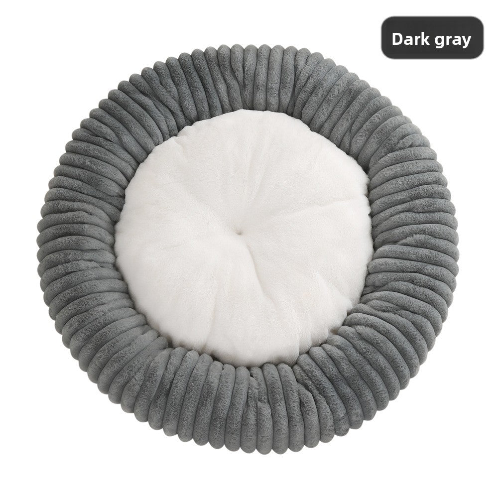 Round Plush Pet Bed Donut Cushion