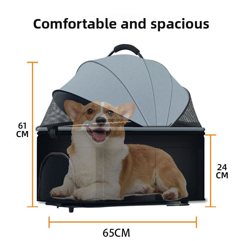 Foldable Pet Stroller with Detachable Basket