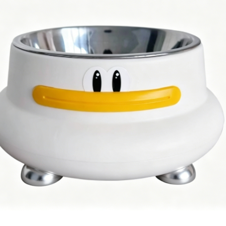 Duck Design Pet Food Bowl with Anti-Slip Base