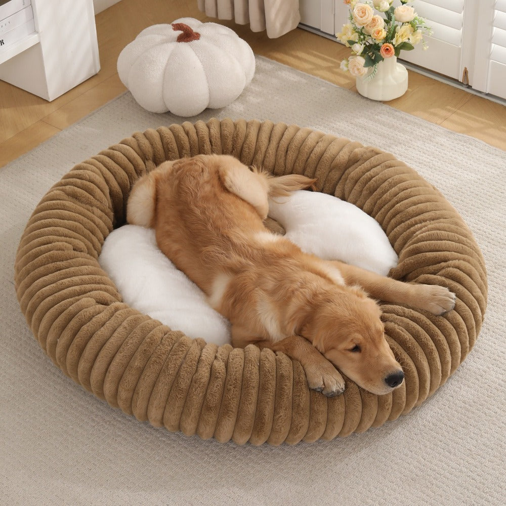 Round Plush Pet Bed Donut Cushion
