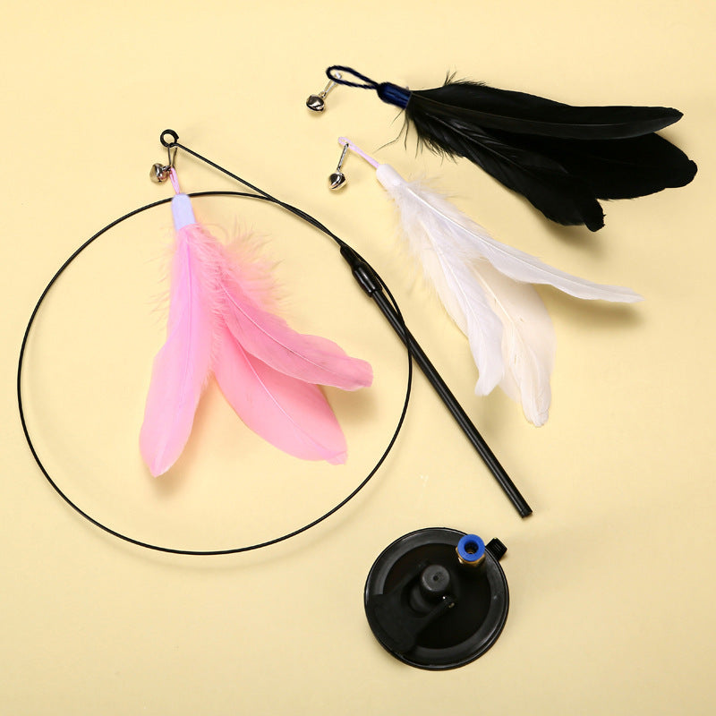 Feather Cat Teaser Stick with Suction Cup