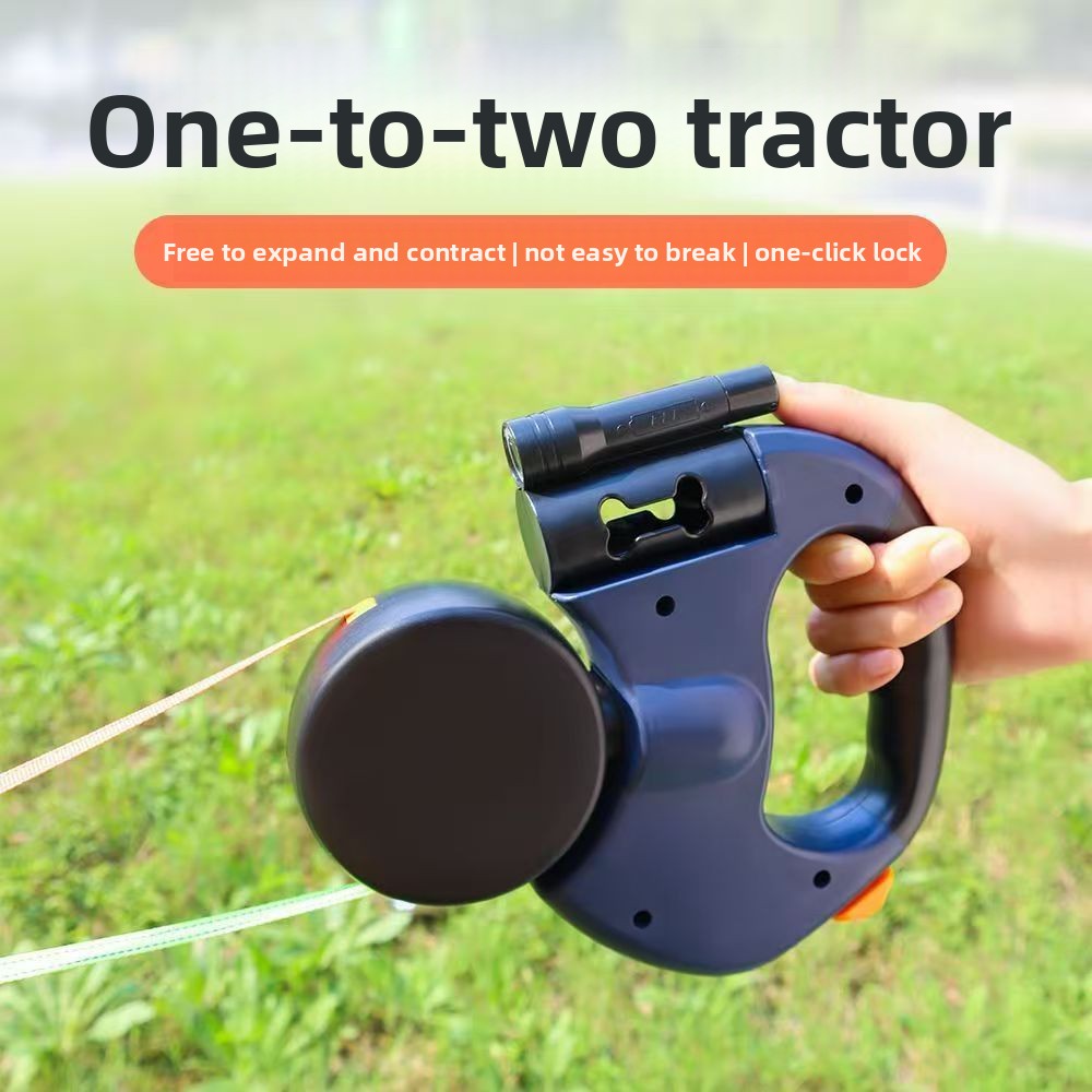 Dual Automatic Retractable Pet Leash with Flashlight