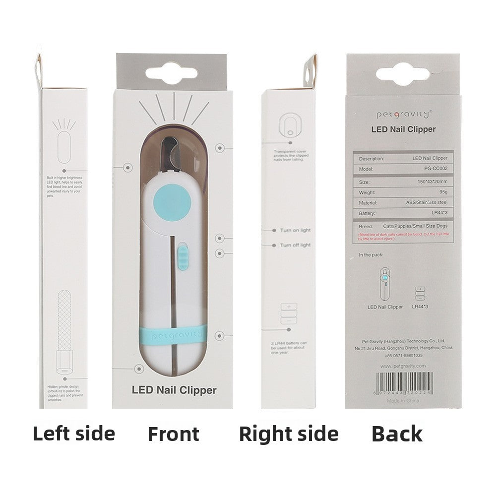 LED Pet Nail Clippers with Light Stainless Steel Trimmer for Dogs and Cats