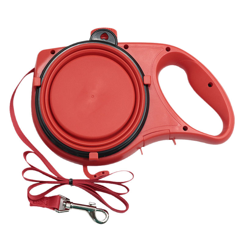Multifunctional Pet Walking Leash with Water Bottle and Bowl