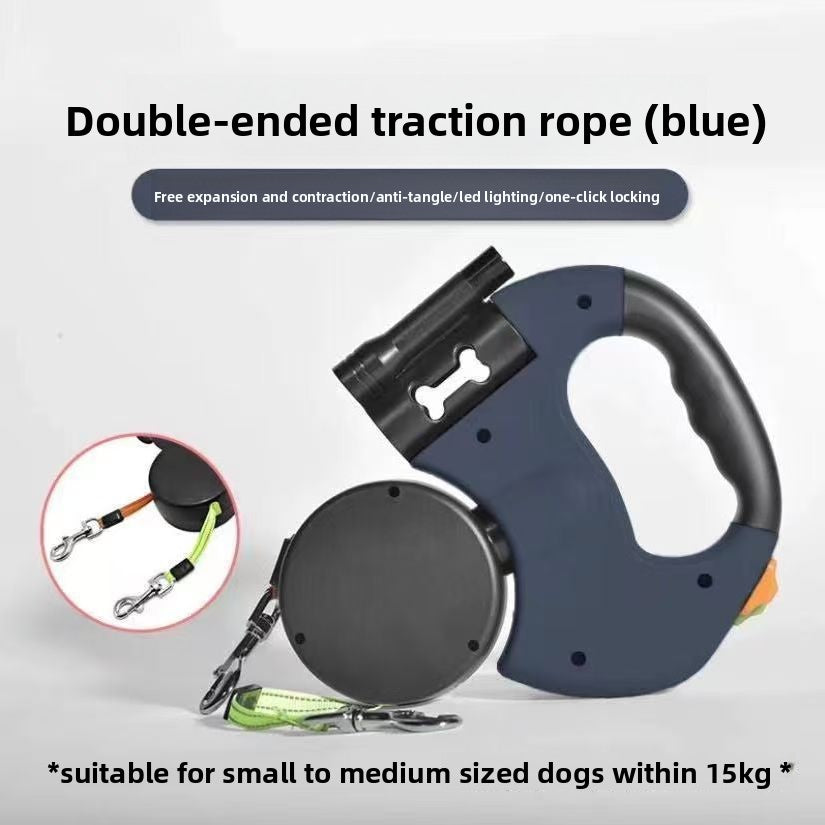 Dual Automatic Retractable Pet Leash with Flashlight