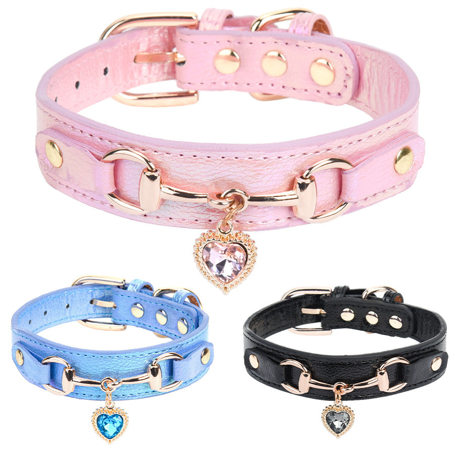Rhinestone Pet Collar with Heart Charm
