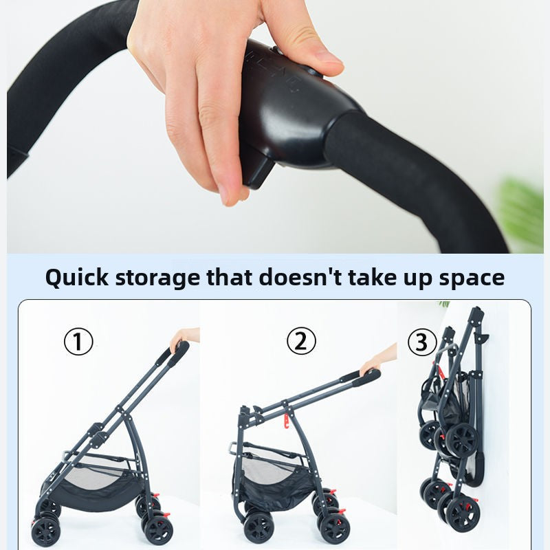 Foldable Pet Stroller with Detachable Basket