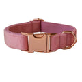 Pink Velvet Dog Collar with Rose Gold Buckle