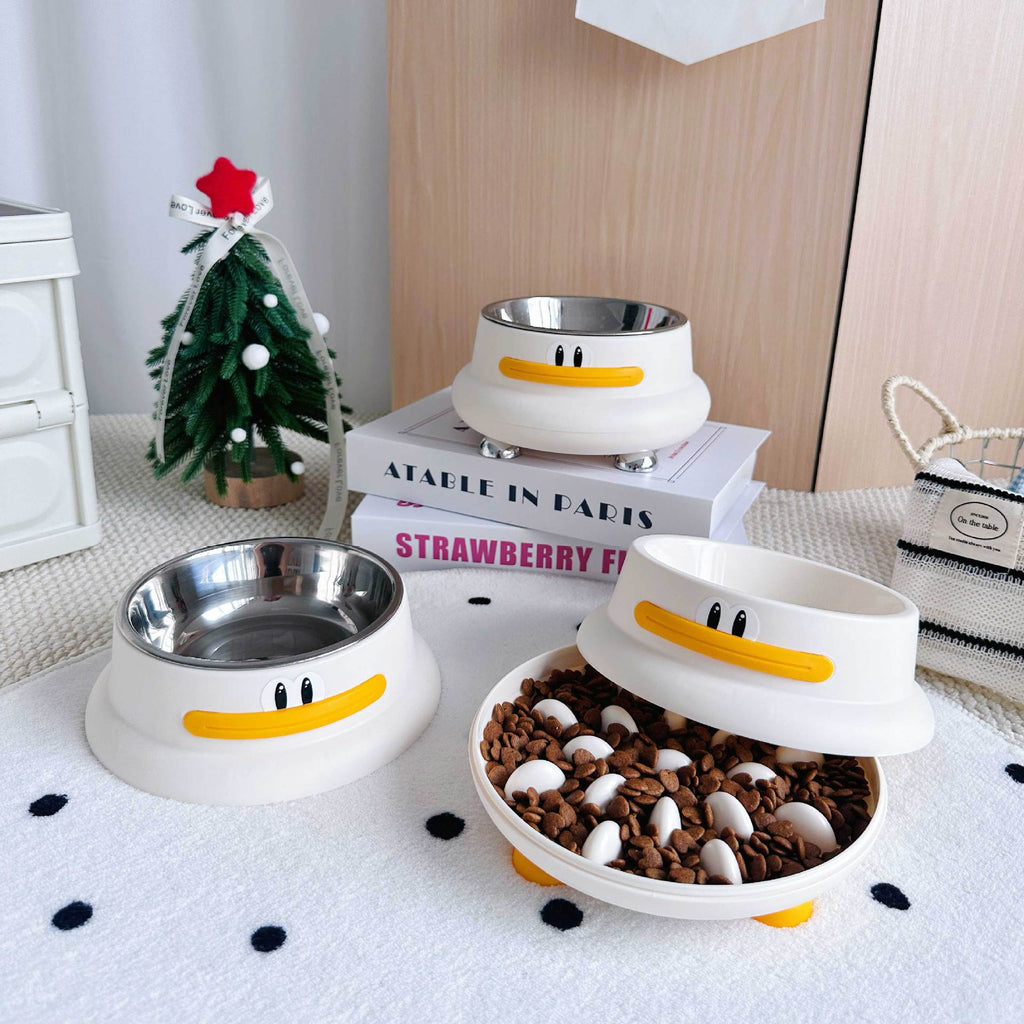 Duck Design Pet Food Bowl with Anti-Slip Base