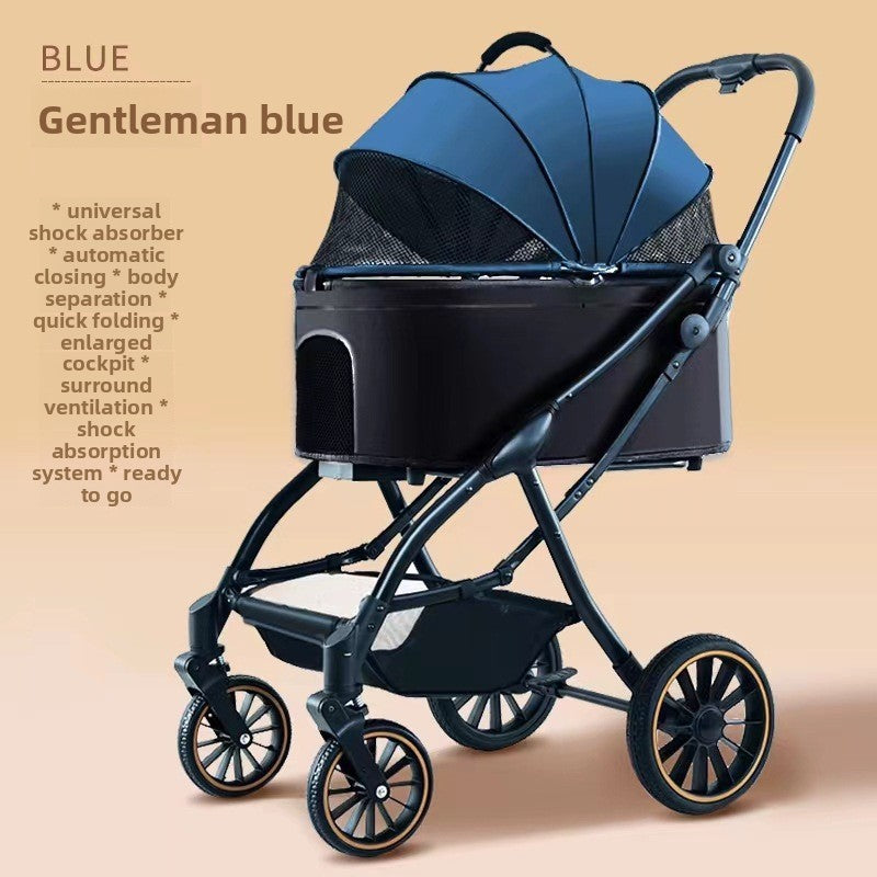 Foldable Pet Stroller with Detachable Basket