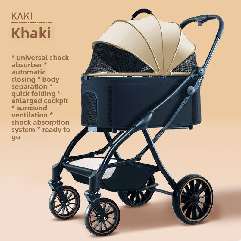 Foldable Pet Stroller with Detachable Basket