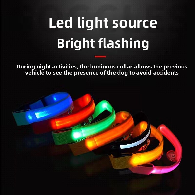 Dog luminous collar, USB charging dog collar, large and small LED pet anti lost collar